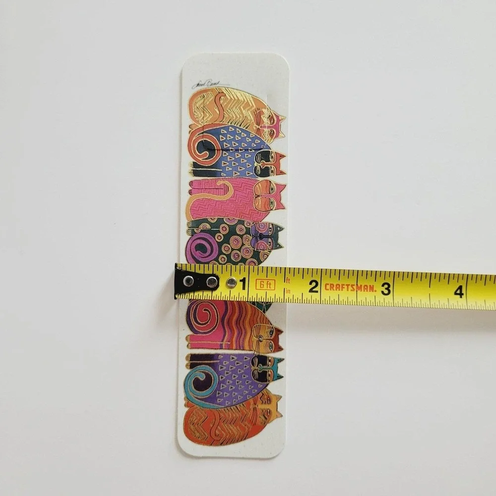 Vintage 90s Feline Family Portrait Laurel Burch gold cats Tab Bookmark XKT-12394
